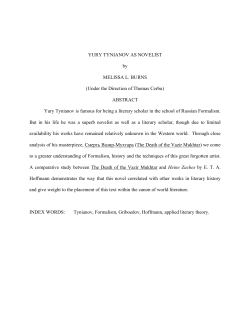 YURY TYNIANOV AS NOVELIST - UGA Electronic Theses and