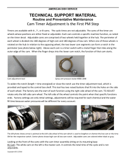 TECHNICAL SUPPORT MATERIAL Cam Timer Adjustment Is the