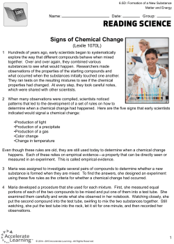 Signs of Chemical Change