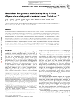 Breakfast Frequency and Quality May Affect Glycemia and Appetite