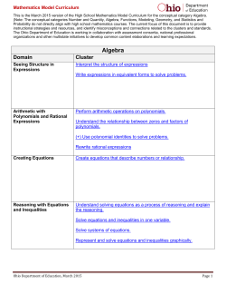Model Curriculum for Mathematics | Ohio Department of Education
