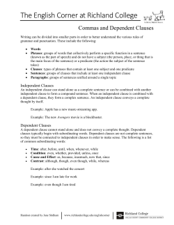 Commas and Dependent Clauses
