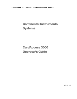 Continental Instruments Systems CardAccess 3000 Operator`s Guide