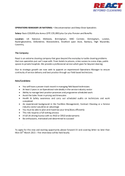 OPERATIONS MANAGER UK NATIONAL