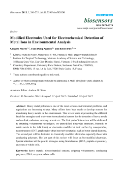 Modified Electrodes Used for Electrochemical Detection of Metal