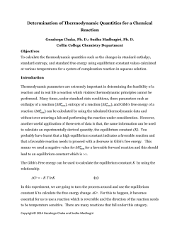 Determination of Thermodynamic Quantities for a