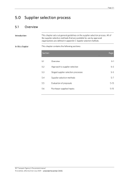 Supplier selection process
