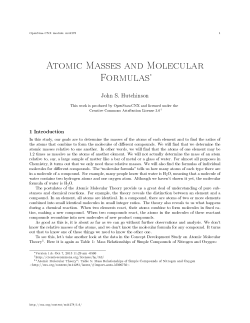 Atomic Masses and Molecular Formulas