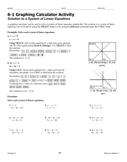 Graphing Calculator Worksheet