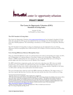 COU Standard of Living Index - Center for Opportunity Urbanism