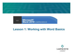 Lesson 1: Working with Word Basics