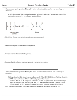 Name: Regents Chemistry Review Packet B3
