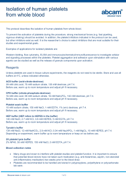 Isolation of human platelets from whole blood