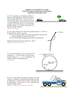 3 v0 = 20 m/s 4 5 - The American University in Cairo