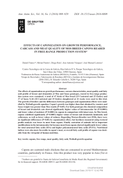 Effects of Caponization on Growth Performance, Carcass and Meat