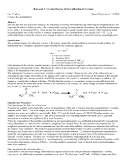Rate and Activation Energy of the Iodination of Acetone