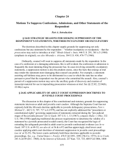 Motions to Suppress Confessions, Admissions, and Other