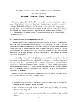 Chapter 7 - Control of Dust Transmission