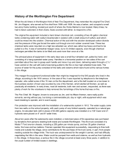 History of the Worthington Fire Department