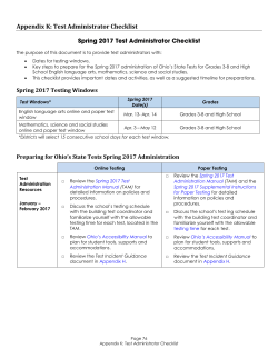 Appendix K: Test Administrator Checklist