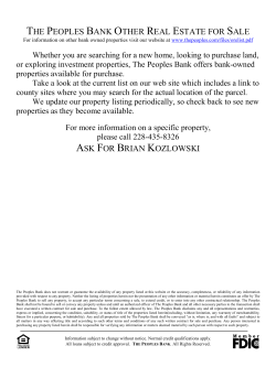 THE PEOPLES BANK OTHER REAL ESTATE FOR SALE ASK FOR