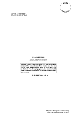 PROVINCE OF QUEBEC CITY OF BEACONSFIELD BY