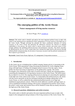 The emerging politics of the Arctic Ocean