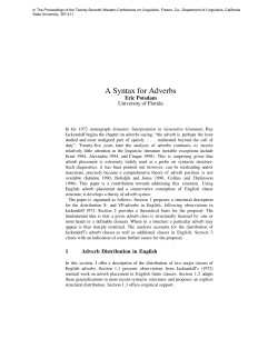 A Syntax for Adverbs - CLAS Users