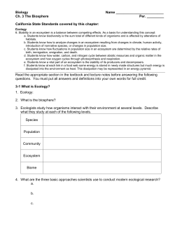 Ch. 3 The Biosphere packet-2009