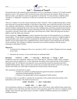 Lab 7 &ndash; Titration of Tums&reg;