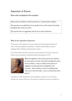 Separation of powers: Post visit worksheets for