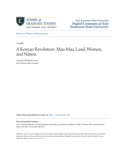 A Kenyan Revolution: Mau Mau, Land, Women, and Nation.