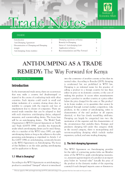ANTI-DUMPING AS A TRADE REMEDY - Institute of Economic Affairs