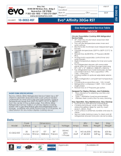 2015 - Evo - 10-0052-RST - Affinity 30Ge Refrigerated Service Table