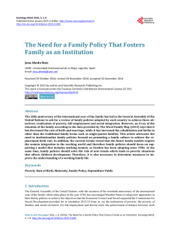 The Need for a Family Policy That Fosters Family as an Institution