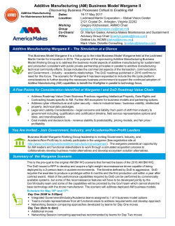 Additive Manufacturing (AM) Business Model Wargame II