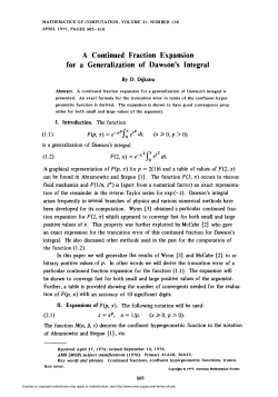 A Continued Fraction Expansion for a Generalization of Dawson`s