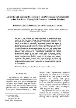 Diversity and Seasonal Succession of the Phytoplankton Community