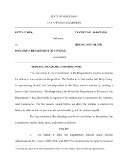 State of Wisconsin Tax Appeals Commission Docket No. 11-I-105