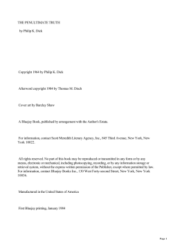 Philip K. Dick - The Penultimate Truth - Description