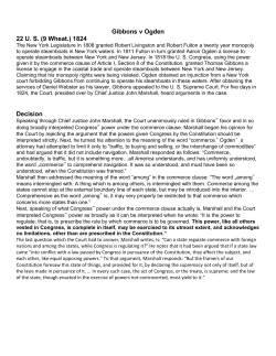 Gibbons v Ogden 22 U. S. (9 Wheat.) 1824 Decision