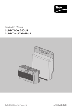 Installation Manual - SUNNY BOY 240-US SUNNY
