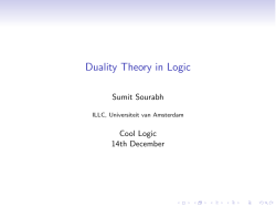 Duality Theory in Logic
