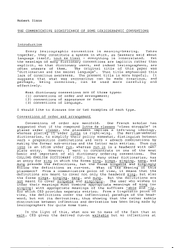 The communicative significance of some lexicographic