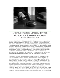 Effective Strategy Development for Motions for Summary Judgment