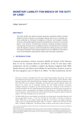 Monetary Liability for Breach of the Duty of Care?