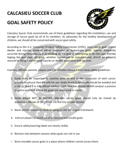 CALCASIEU SOCCER CLUB GOAL SAFETY POLICY