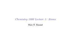 Chemistry 1000 Lecture 1: Atoms