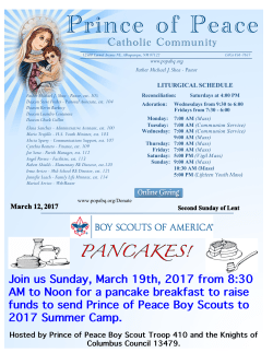 PANCAKES! Join us Sunday, March 19th, 2017 from 8:30 AM to