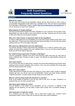 Expedition FAQs - Westminster City Council